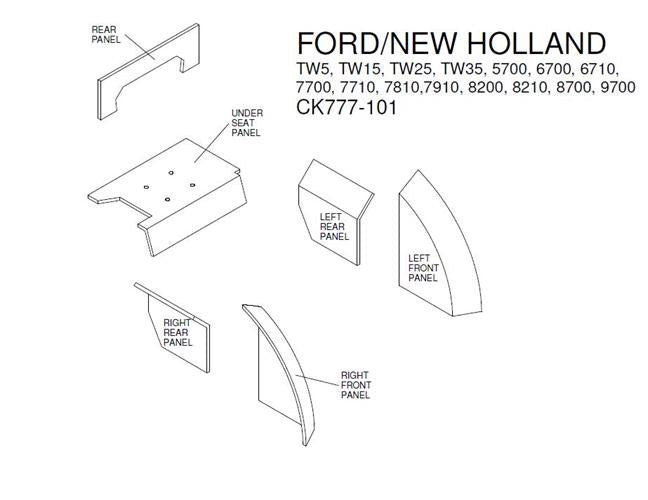 Ford/New Holland 700 Series Lower Cab Kit - Black