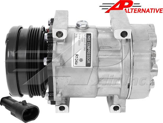 Aftermarket Sanden Compressor SD7 H15, 4.4" 4 Groove Clutch, Direct Mount, WV Head, 2 Wire