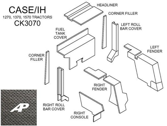 Case/IH Lower Cab Kit - Black, With Headliner