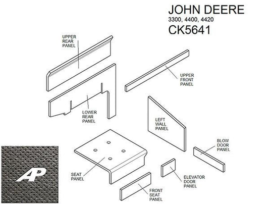 John Deere Lower Cab Kit without Headliner - Black