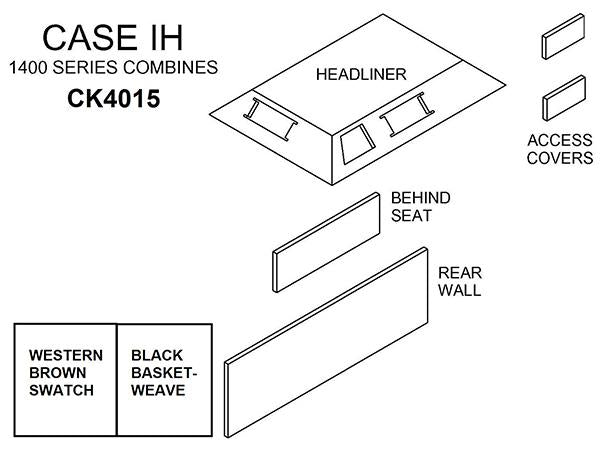 IH 1400 Series Combine Cab Kit - Black Basketweave and Western Brown