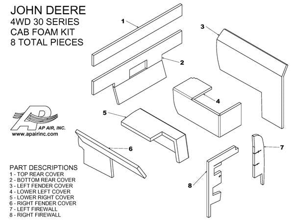 John Deere 4 WD 30 Series Cab Kit - Black