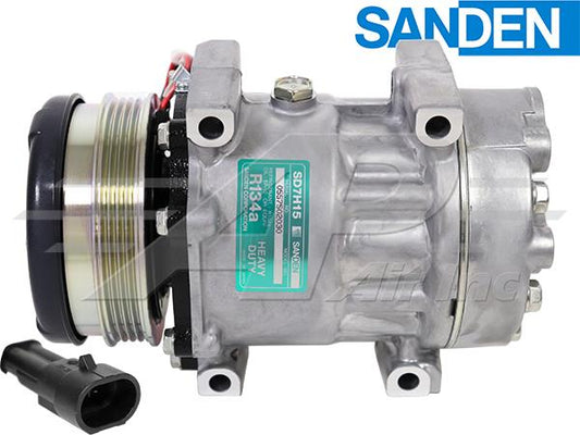 OE Sanden Compressor SD7 H15, 4.4" 4 Groove Clutch, Direct Mount