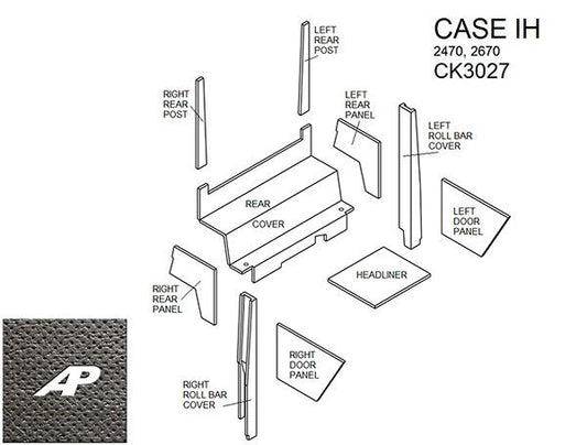 Case/IH Lower Cab Kit with Headliner (2 Door) - Black