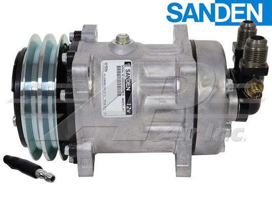 OE Sanden Compressor Compressor SD7 H15, FLX7 - 135mm, 2 Groove Clutch 12 V